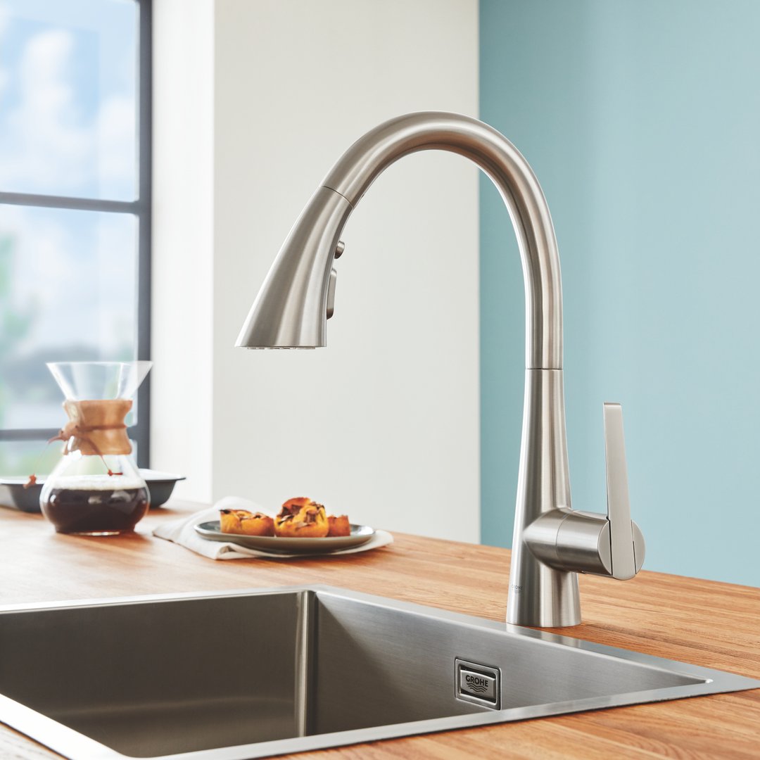 GROHE ZEDRA 2019 ettgreps blandebatteri 231mm tut 1 hull t/kv m/br.tut prøv