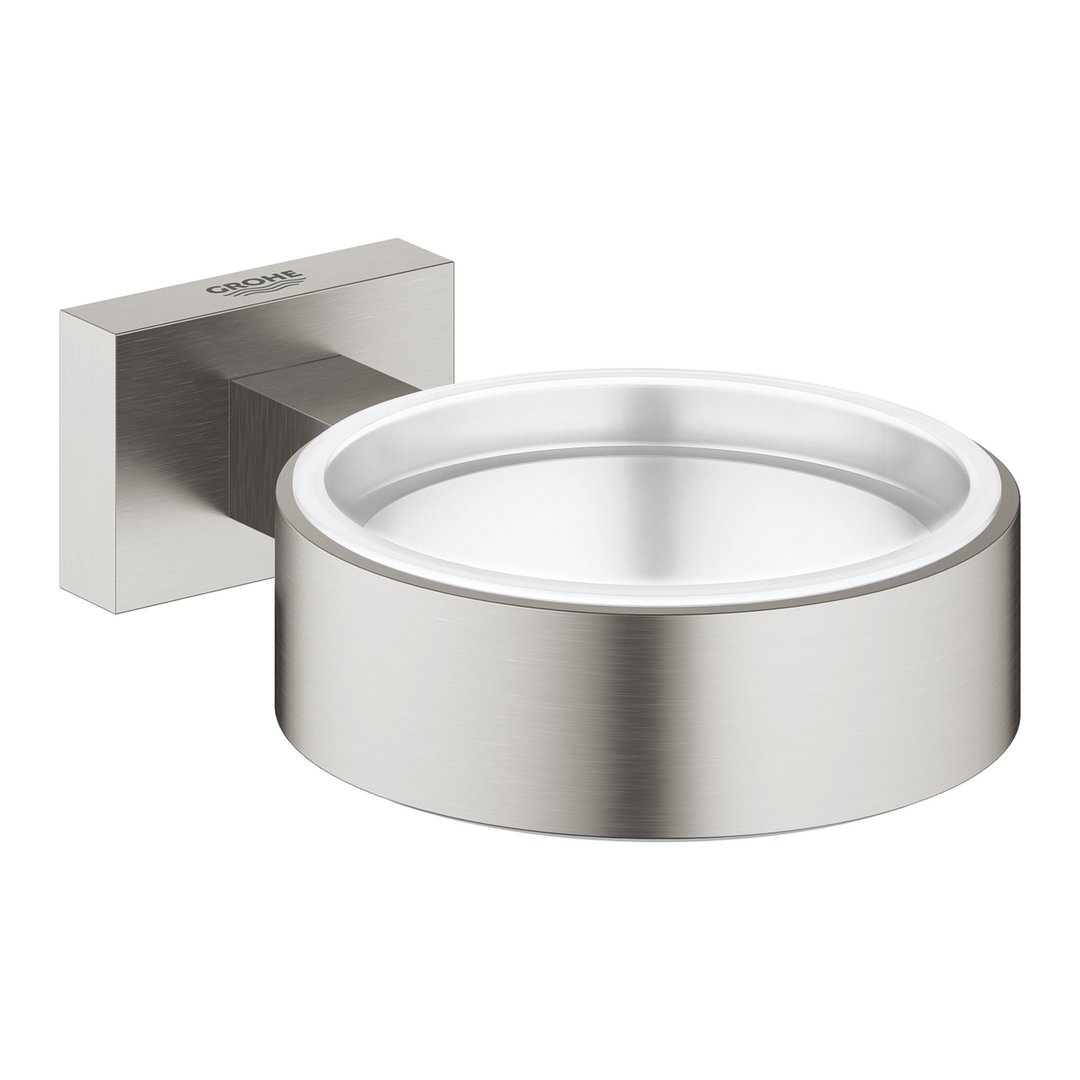 GROHE ESSENTIALS CUBE holder 107mm, Ø72mm t/glass/såpeskål messing
