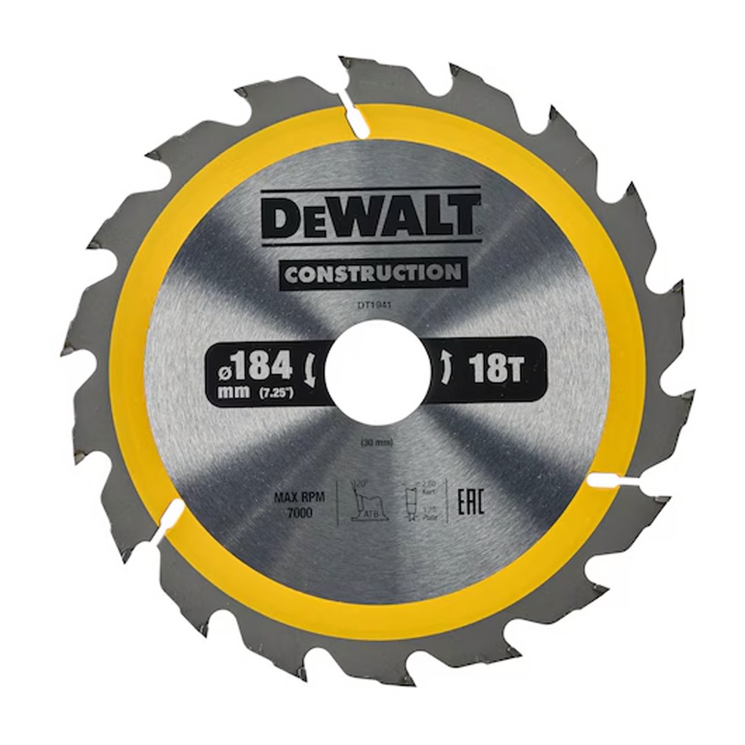 DeWalt sagblad hm 184x30mm 18t vinkel + 20 ringer 20