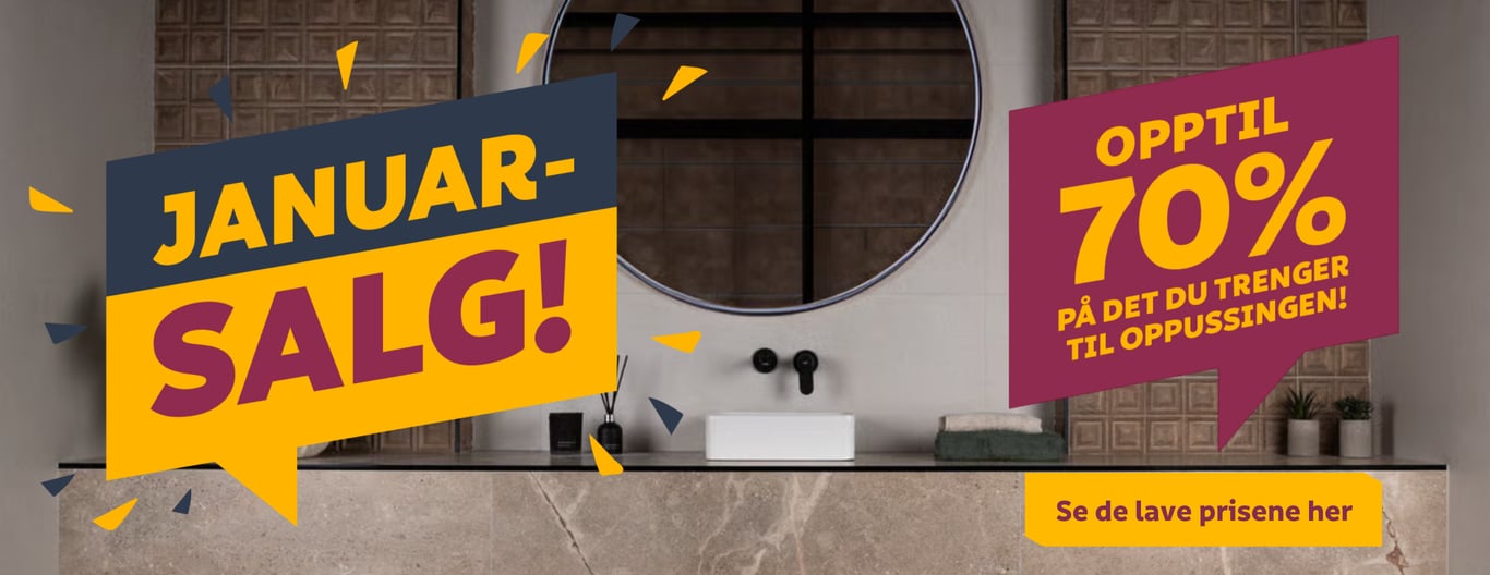 Januarsalg hos megaflis med opptil 70% rabatt på det du trenger til oppussingen!
