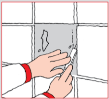 4. Rengjør forsiktig underlaget og fliskanter for lim og fugerester.