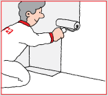 1. Alle vegger og gulv primes med et lag av Mira 4180 primer. Påfør primeren med rulle eller kost.