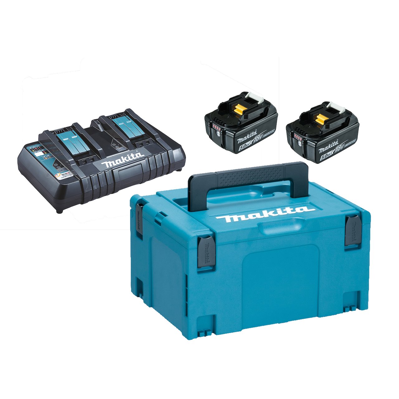 MAKITA BATTERIPAKKE 18V 2X5.0AH/DBL LADER