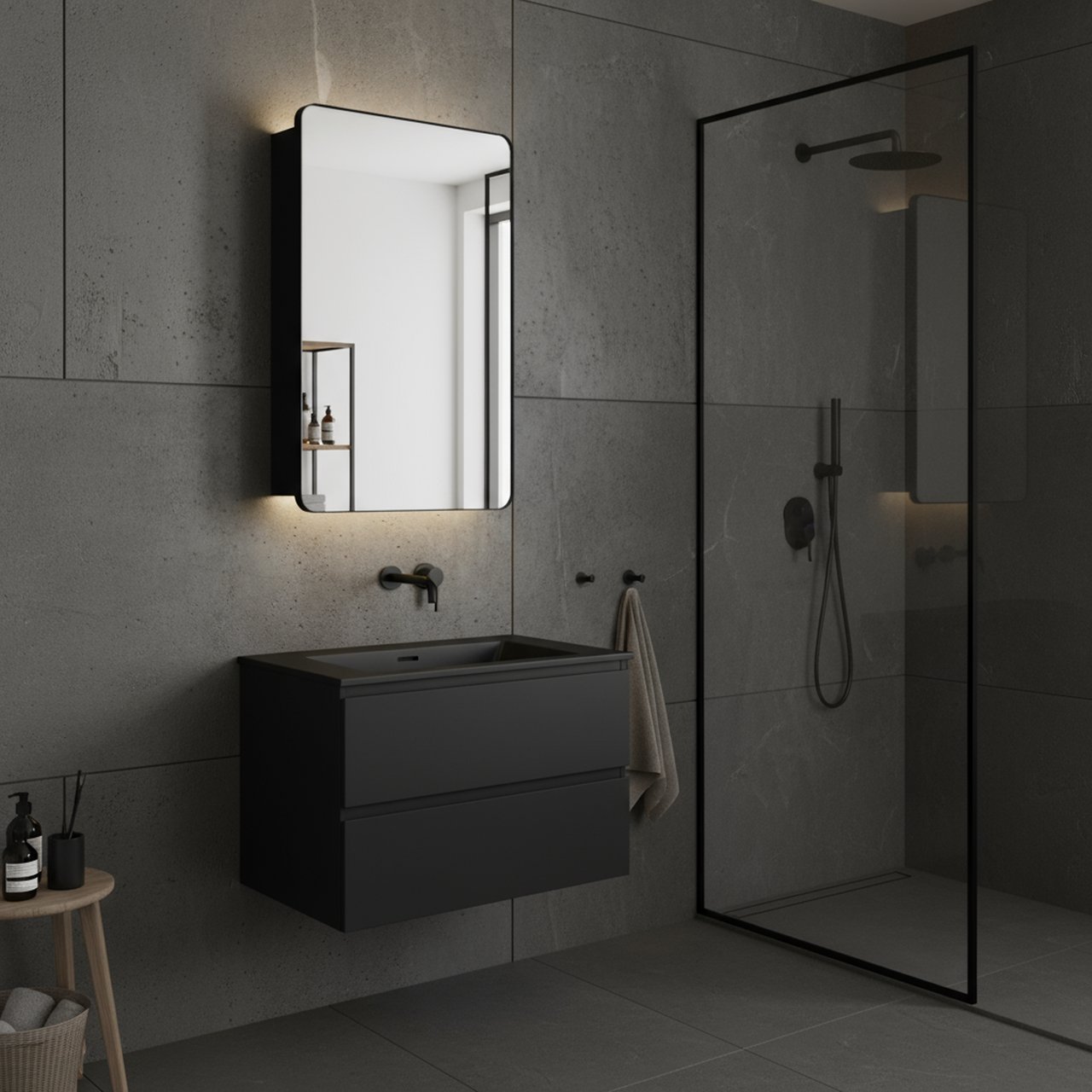 LIND STEEL SPEILSKAP 40 SORT LIND STEEL SPEILSKAP 40 SORT