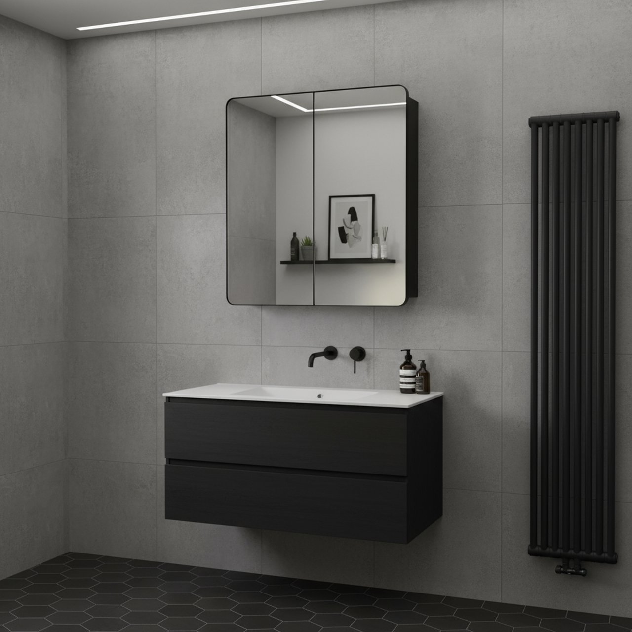 LIND STEEL SPEILSKAP 60 SORT LIND STEEL SPEILSKAP 60 SORT