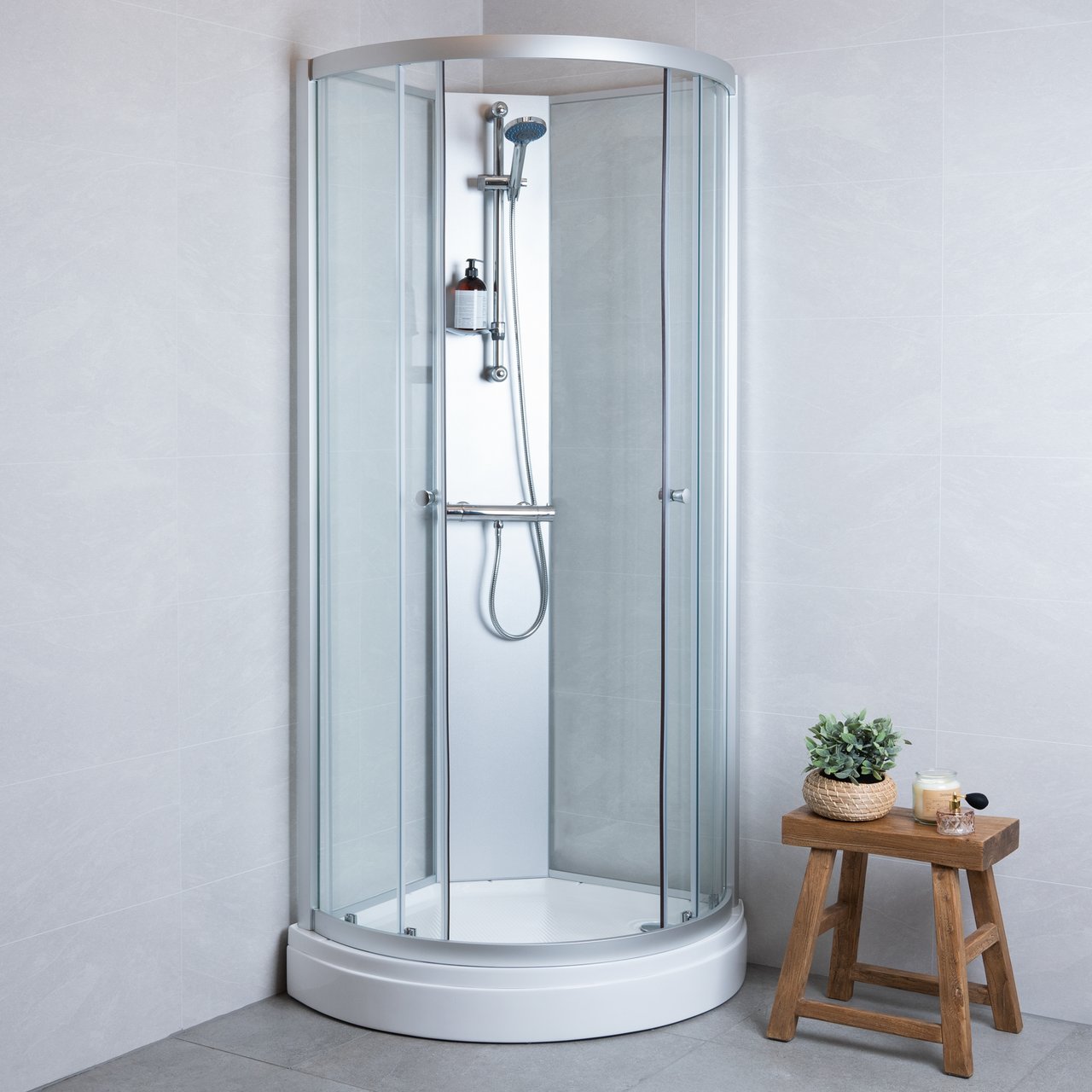 CELESTE ECCELLENZA BUET DUSJKABINETT 85X85X205 CM M/ SIKKERHETSFOLIE PÅ DØR, MATT KROM CELESTE ECCELLENZA BUET DUSJKABINETT 85X85X205 CM M/ SIKKERHETSFOLIE PÅ DØR, MATT KROM