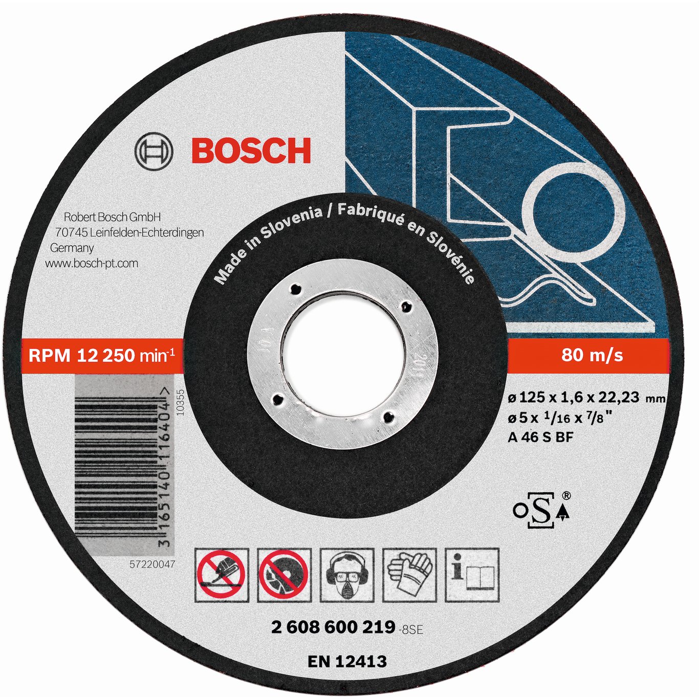 BOSCH KAPPESKIVE RETT MET. Ø125X22.2X1.6 K46 BOSCH KAPPESKIVE RETT MET. Ø125X22.2X1.6 K46