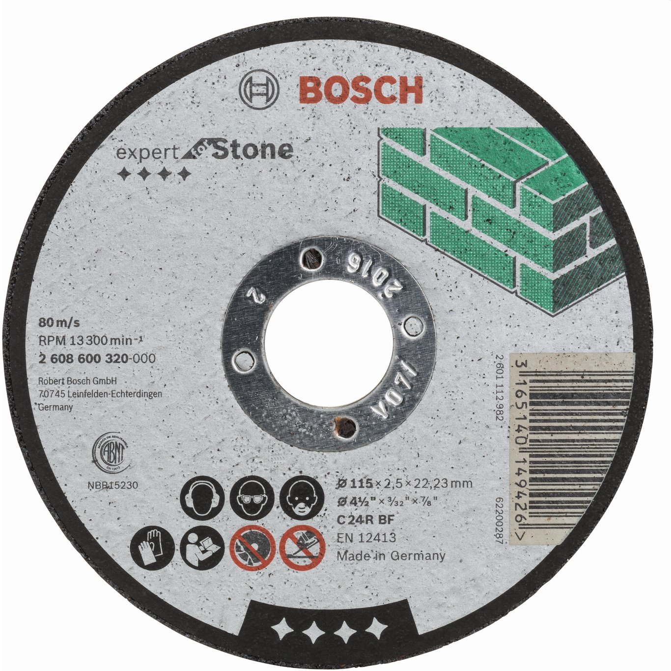 BOSCH KAPPESKIVE RETT STEN Ø115X22.2X2.5 K24 BOSCH KAPPESKIVE RETT STEN Ø115X22.2X2.5 K24