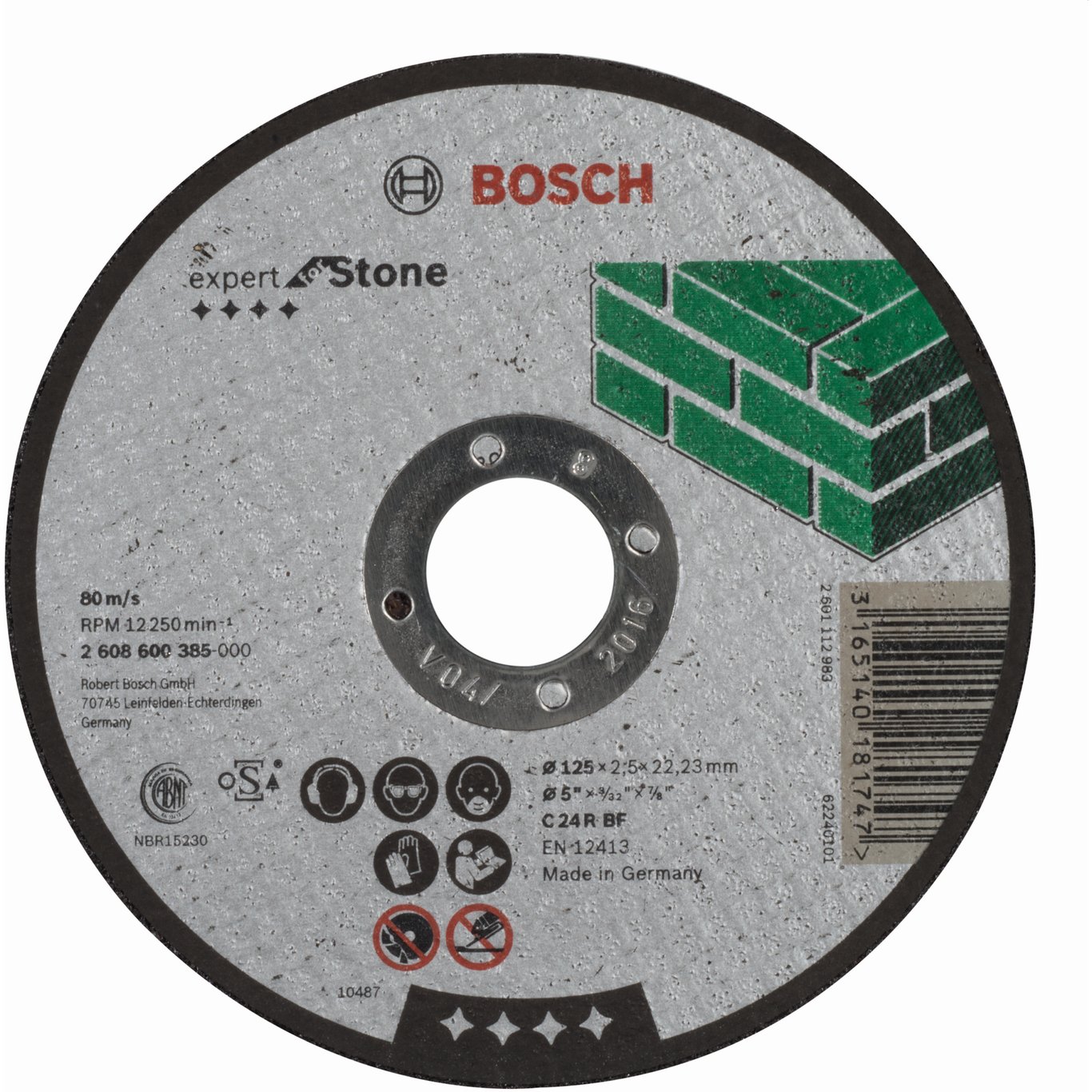 BOSCH KAPPESKIVE RETT STEN Ø125X22.2X2.5 K24 BOSCH KAPPESKIVE RETT STEN Ø125X22.2X2.5 K24