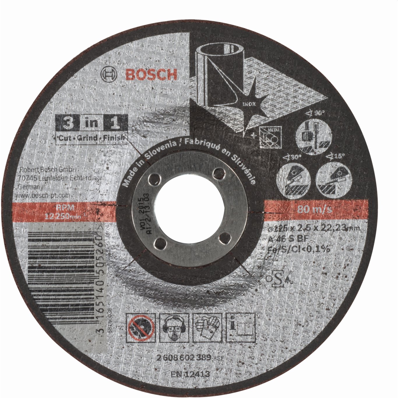 BOSCH KAPPESKIVE 125X2.5X22.23MM 3-IN-1 BOSCH KAPPESKIVE 125X2.5X22.23MM 3-IN-1