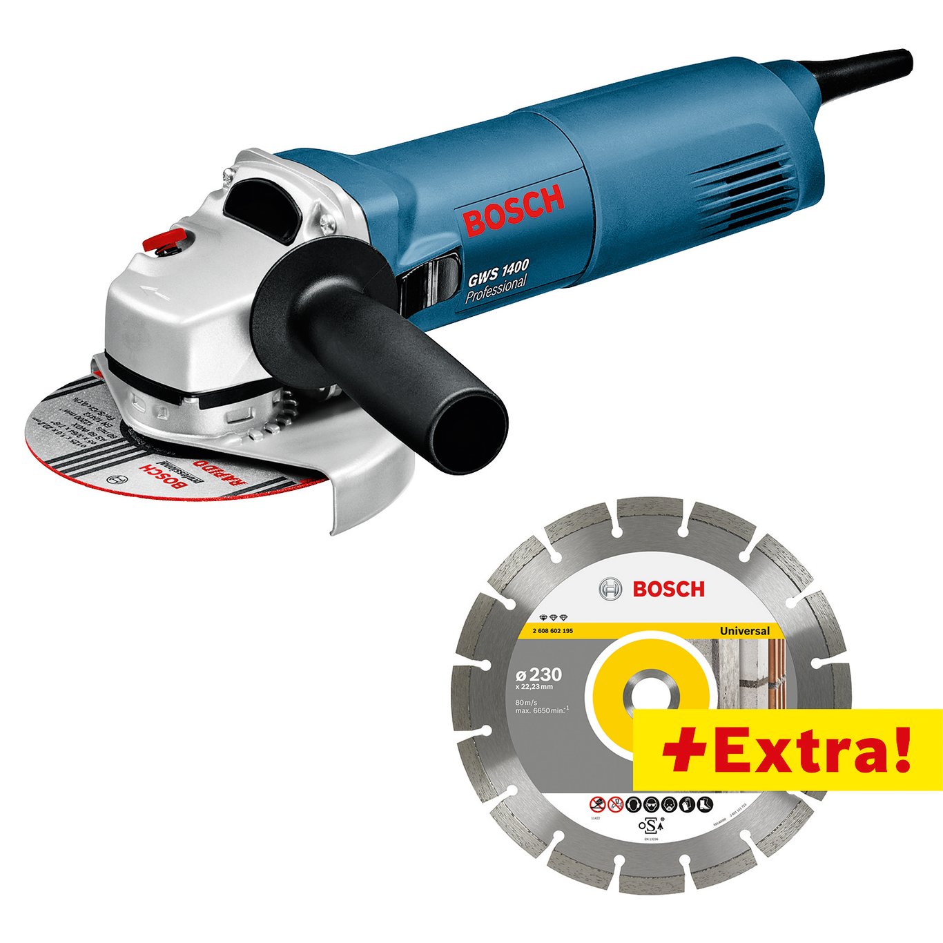 BOSCH VINKELSLIPER GWS 1400 M/DIAMANTSKIVE 1400W BOSCH VINKELSLIPER GWS 1400 M/DIAMANTSKIVE 1400W