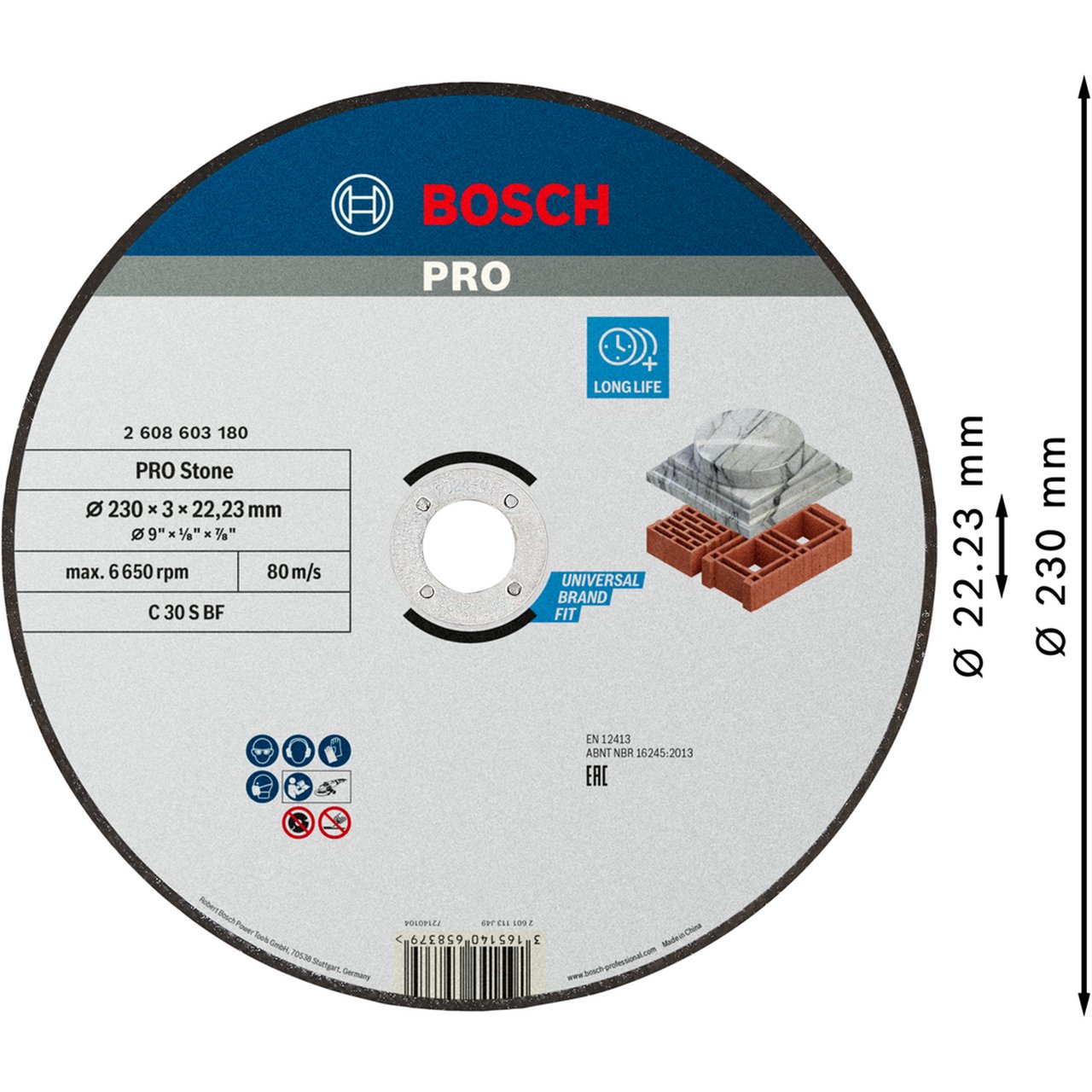 BOSCH KAPPESKIVE STEIN 230X3MM STD