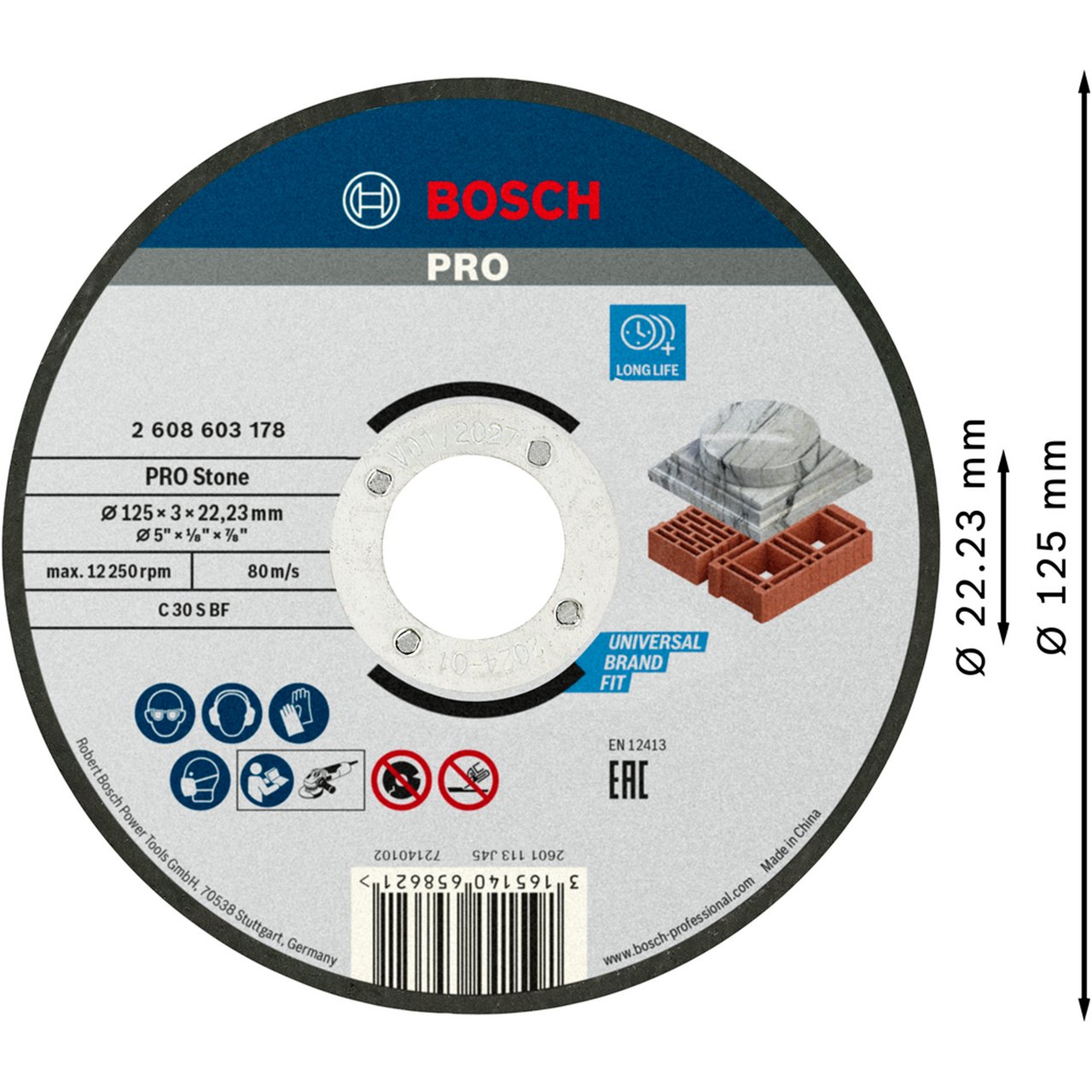 BOSCH KAPPESKIVE STEIN 125X3MM STD