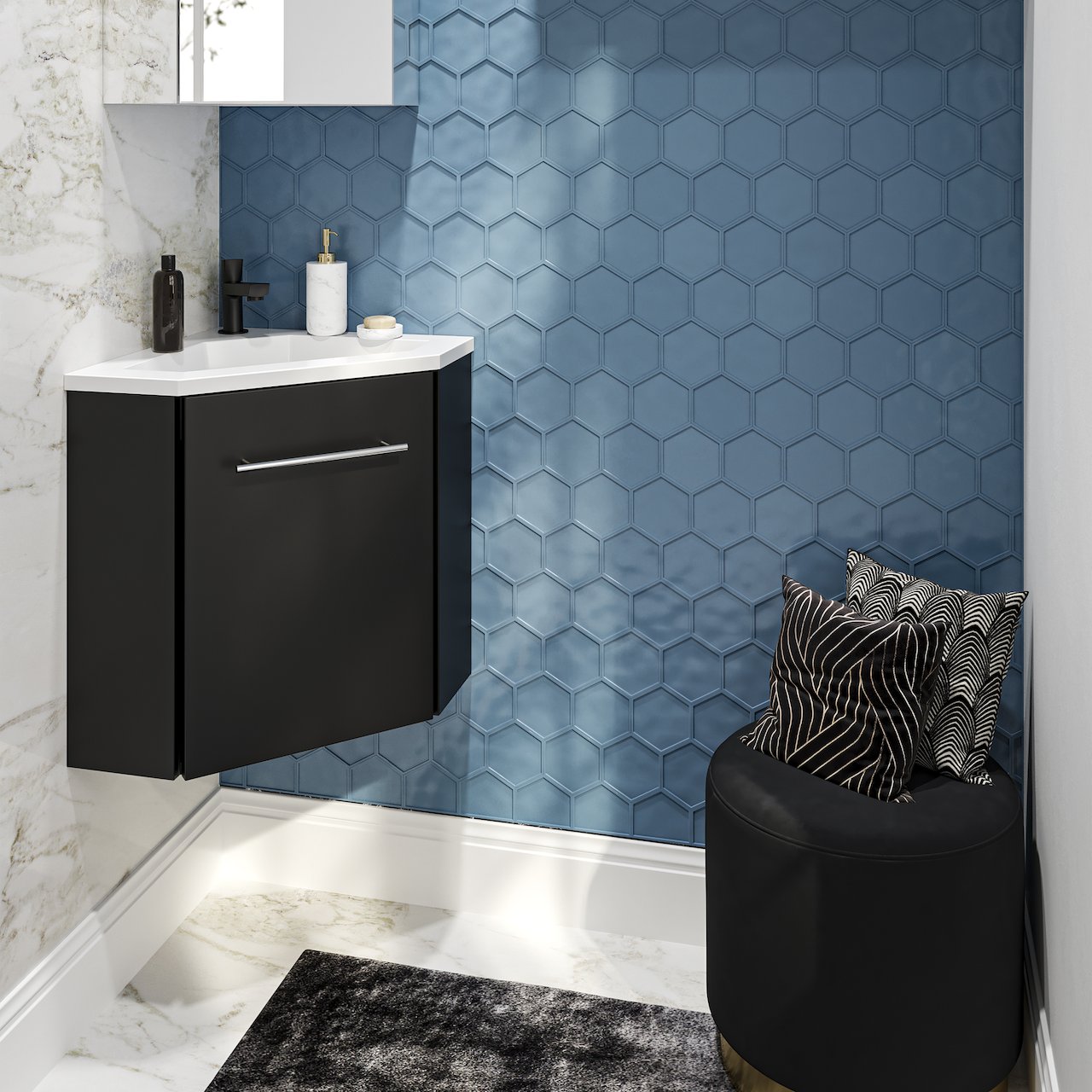 ALLIBERT CORNER BADEROMSMØBEL 41 CM MATT SORT ALLIBERT CORNER BADEROMSMØBEL 41 CM MATT SORT