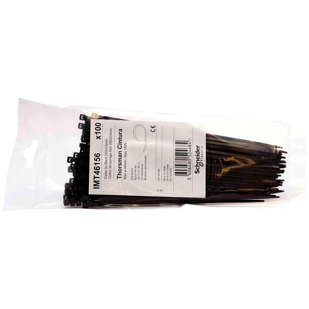 SCHNEIDER STRIPS CINTURA 200X3.6 SORT P100 SCHNEIDER STRIPS CINTURA 200X3.6 SORT P100