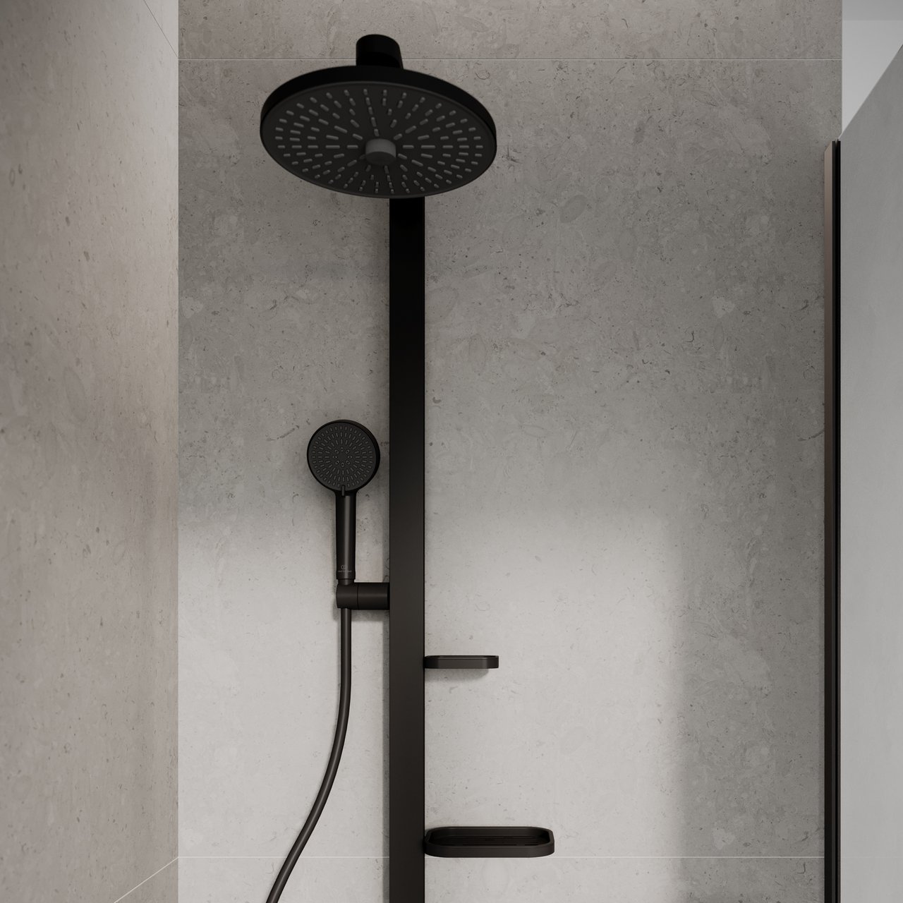 IDEAL STANDARD ALU+ DUSJSETT M/TAKDUSJ Ø260 2-SPRAY MATT SORT IDEAL STANDARD ALU+ DUSJSETT M/TAKDUSJ Ø260 2-SPRAY MATT SORT