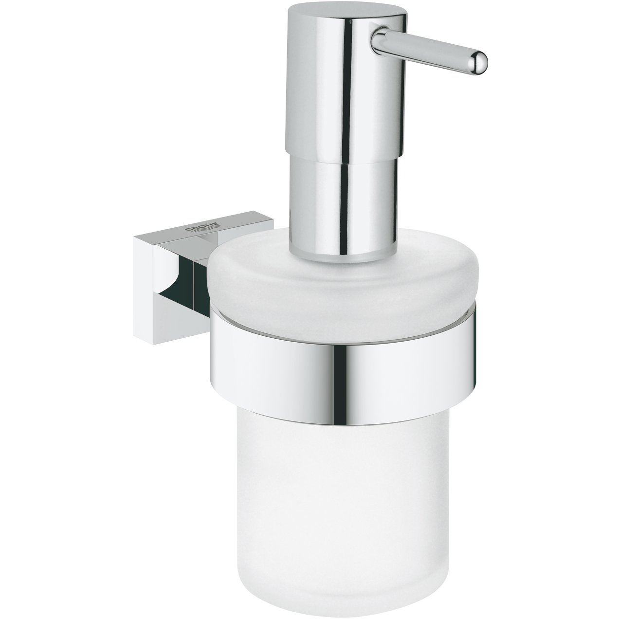 GROHE ESSENTIALS CUBE SÅPEDISPENSER MED HOLDER GROHE ESSENTIALS CUBE SÅPEDISPENSER MED HOLDER