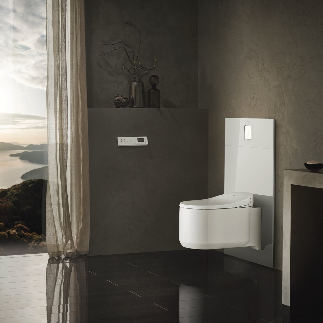 GROHE GLASSMODUL FOR VEGGSKÅL M/TRYKKPLATE MÅNE HVIT