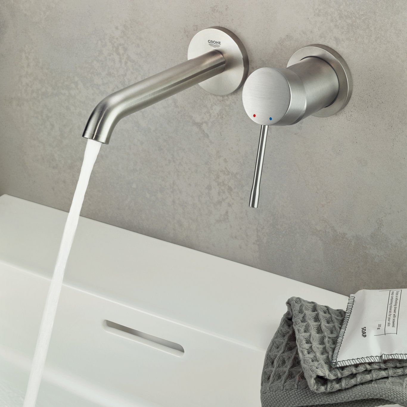 GROHE ESSENCE NEW 2-HULLS VEGGHENGT SERVANTBATTERI MEDIUM, SUPERSTEEL GROHE ESSENCE NEW 2-HULLS VEGGHENGT SERVANTBATTERI MEDIUM, SUPERSTEEL