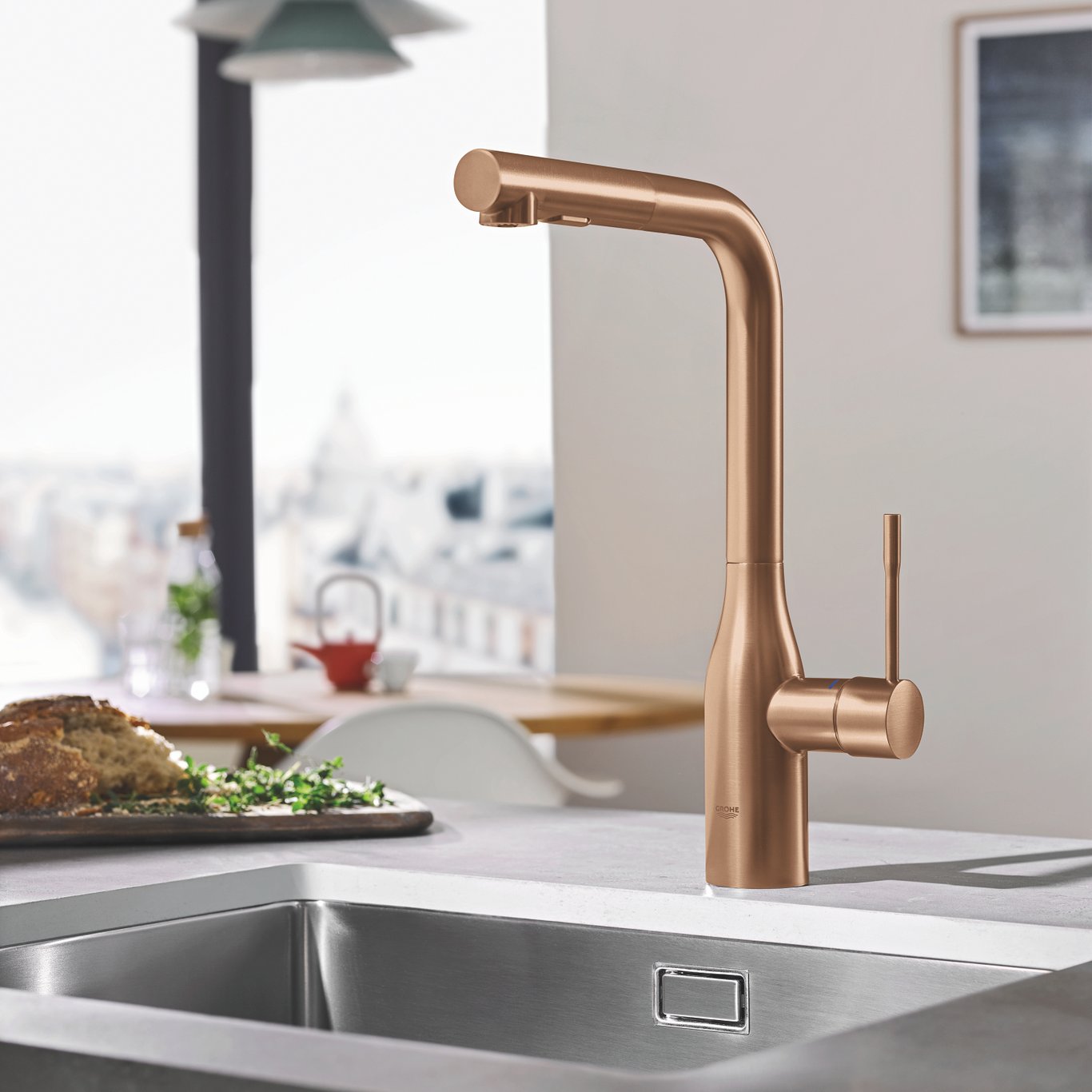 GROHE ESSENCE KJØKKENARMATUR M/UTTREKKBAR DUSJ BØRSTET WARM SUNSET GROHE ESSENCE KJØKKENARMATUR M/UTTREKKBAR DUSJ BØRSTET WARM SUNSET
