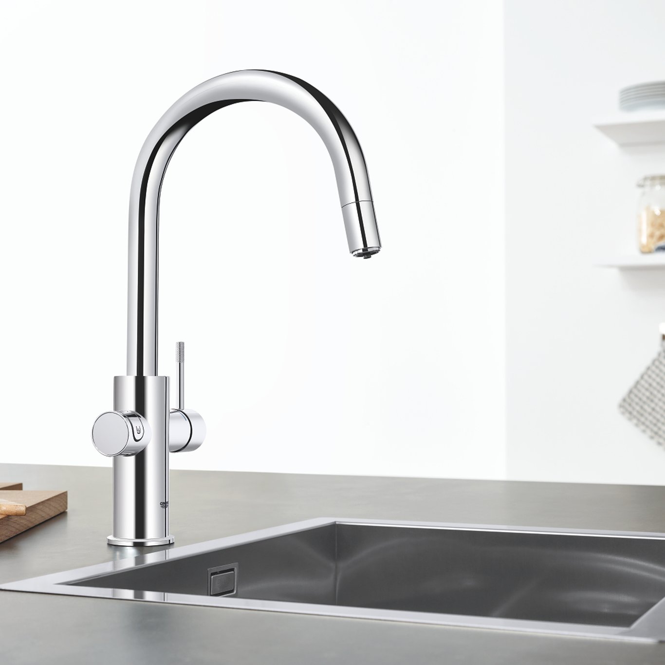 GROHE BLUE HOME KJØKKENARMATUR M/C-TUT OPPSTARTSSETT KROM GROHE BLUE HOME KJØKKENARMATUR M/C-TUT OPPSTARTSSETT KROM