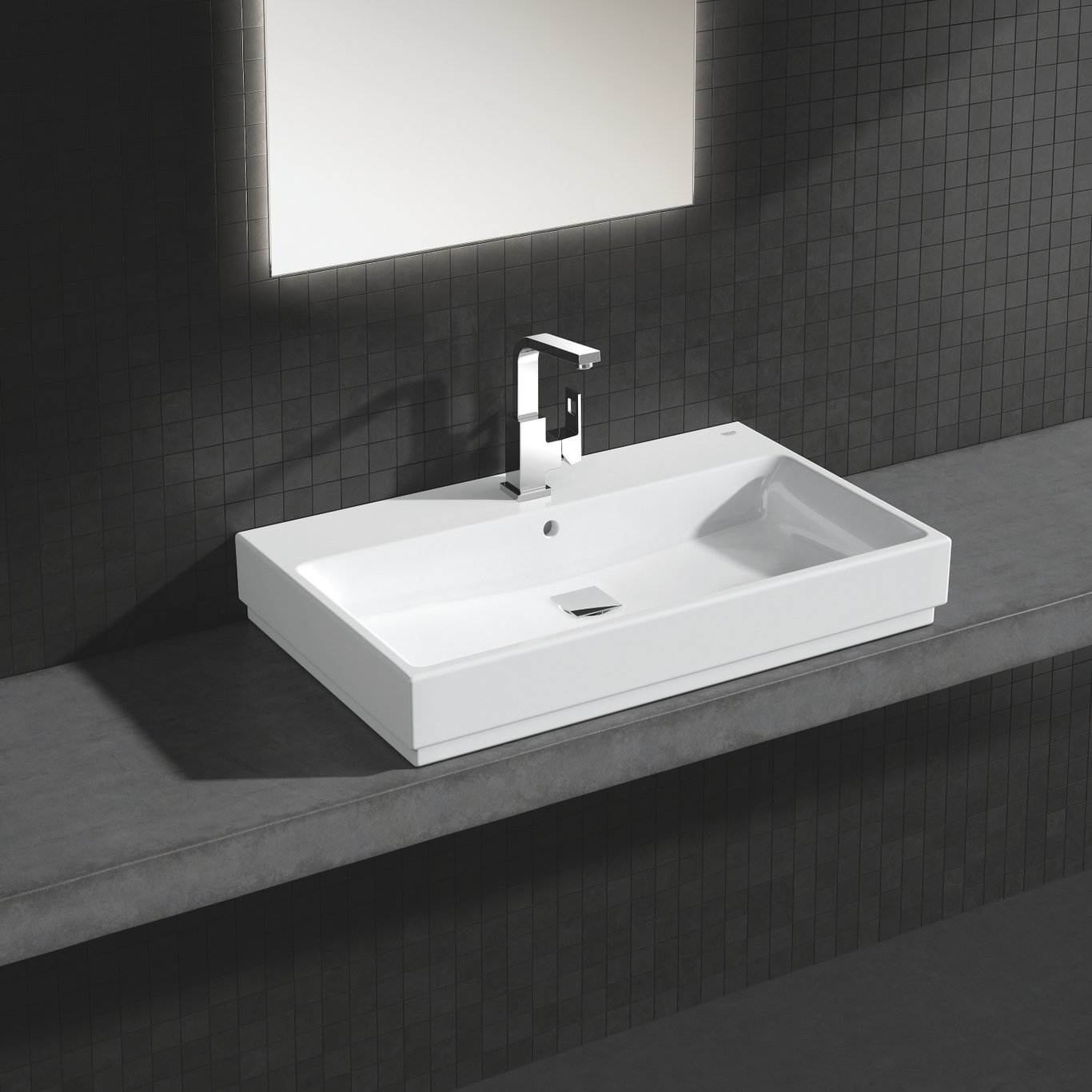 GROHE CUBE PORSELEN SERVANT 80X49 CM M/OVERLØP ALPINHVIT GROHE CUBE PORSELEN SERVANT 80X49 CM M/OVERLØP ALPINHVIT