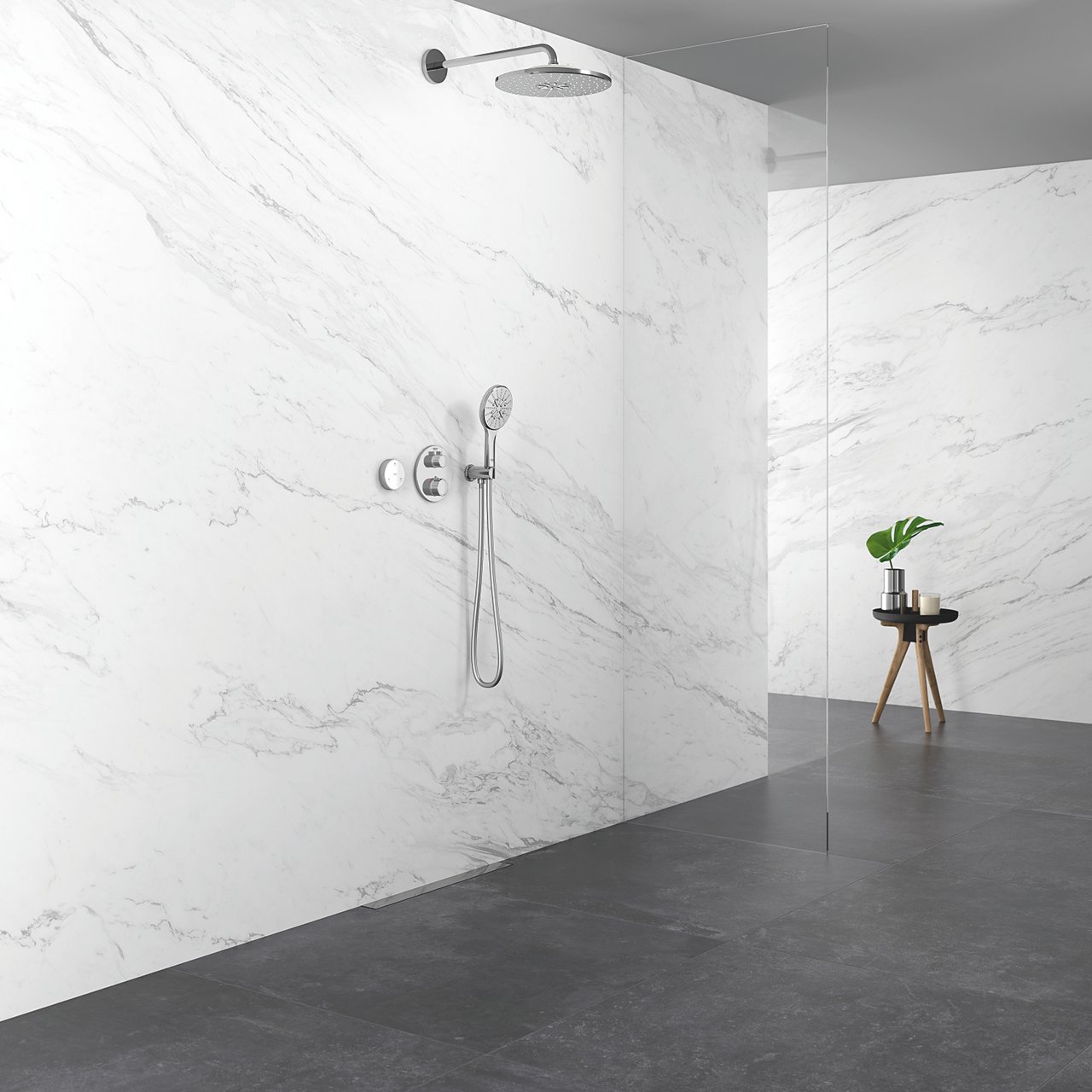 GROHE GROHTHERM DUSJTERMOSTAT RUND FOR INNBYGGING M/1 UTLØP KROM