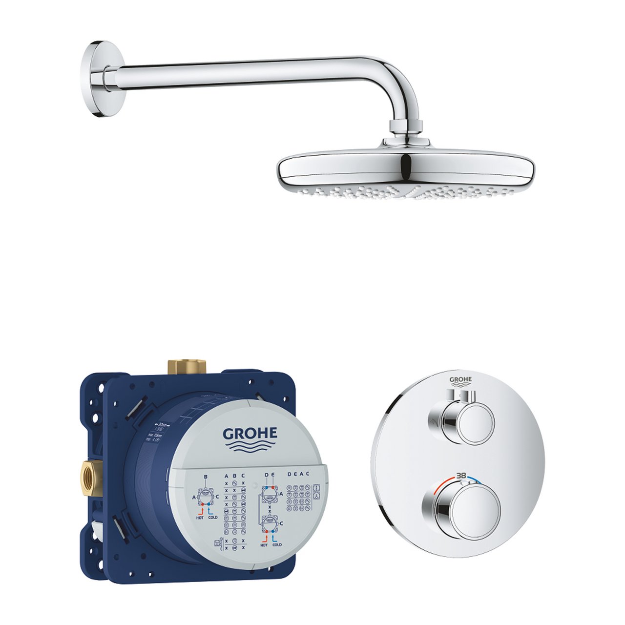 GROHE GROHTHERM PERFEKT ROUND DUSJSETT MED TEMPESTA 210 KROM GROHE GROHTHERM PERFEKT ROUND DUSJSETT MED TEMPESTA 210 KROM