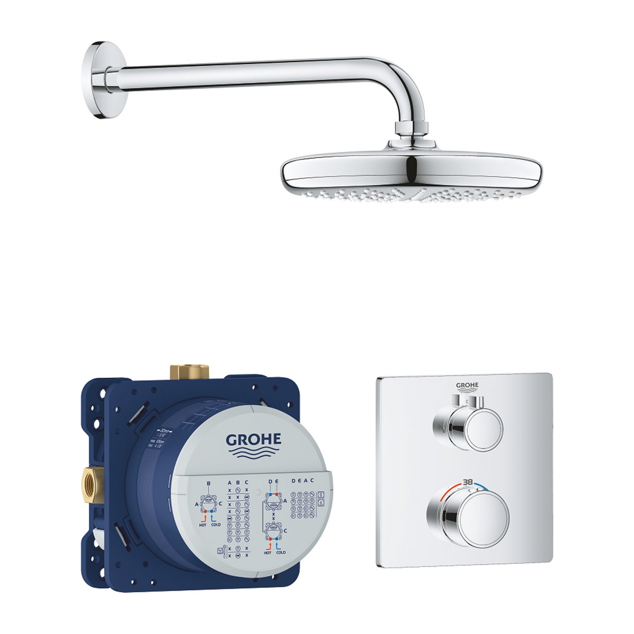 GROHE GROHTHERM PERFEKT SQUARE DUSJSETT MED TEMPESTA 210 KROM