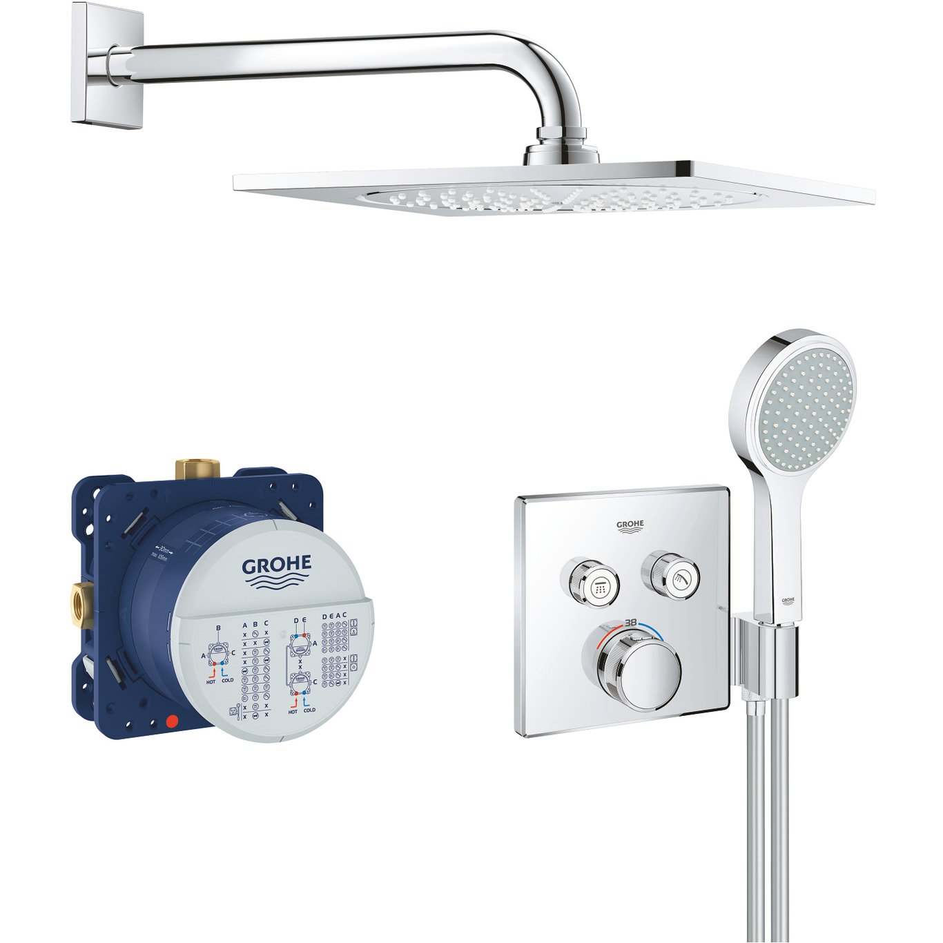 GROHE GROHTHERM SMARTCONTROL PERFEKT DUSJSETT MED F-SERIES 254 KROM GROHE GROHTHERM SMARTCONTROL PERFEKT DUSJSETT MED F-SERIES 254 KROM