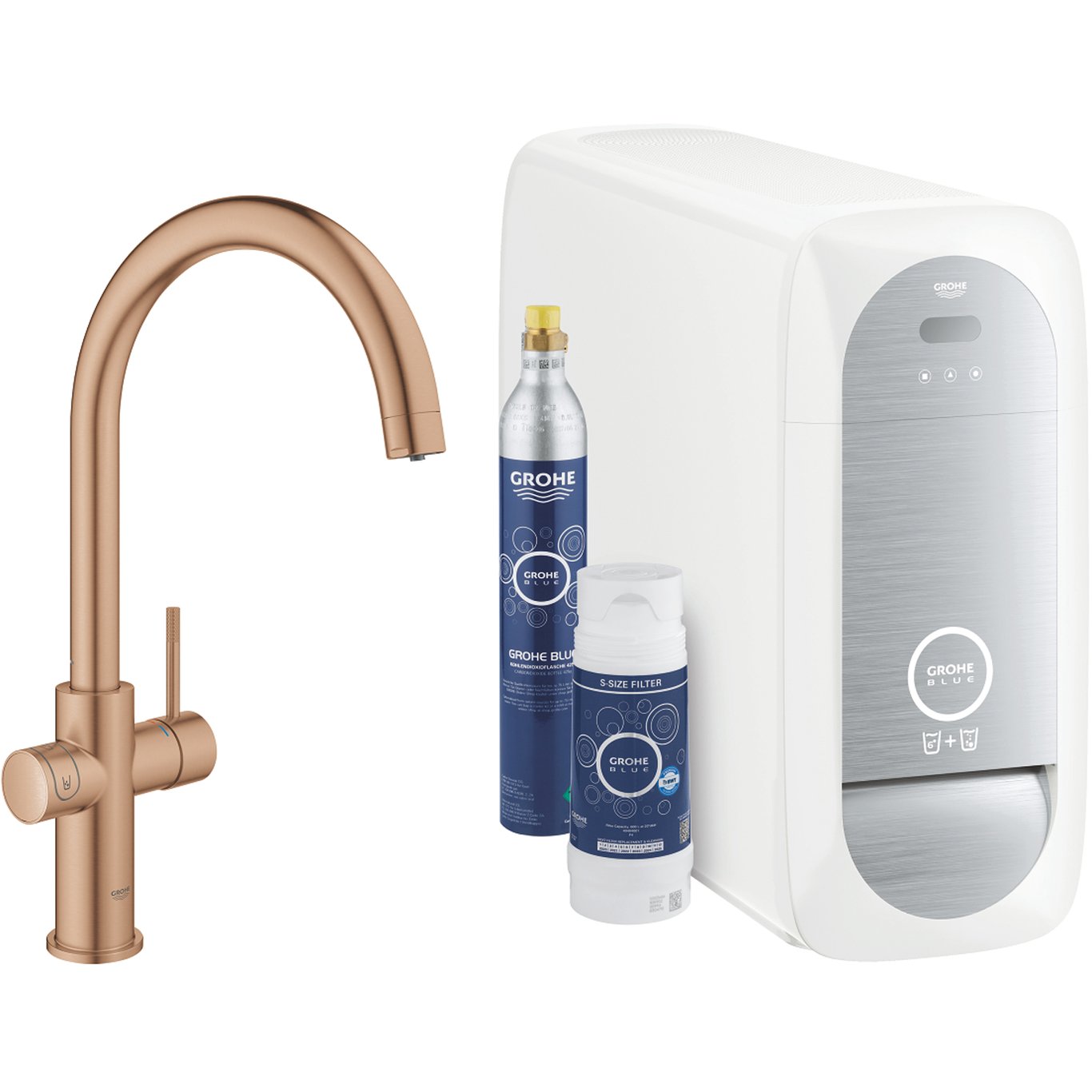 GROHE BLUE HOME KJØKKENARMATUR M/C-TUT OPPSTARTSSETT BØRSTET WARM SUNSET GROHE BLUE HOME KJØKKENARMATUR M/C-TUT OPPSTARTSSETT BØRSTET WARM SUNSET