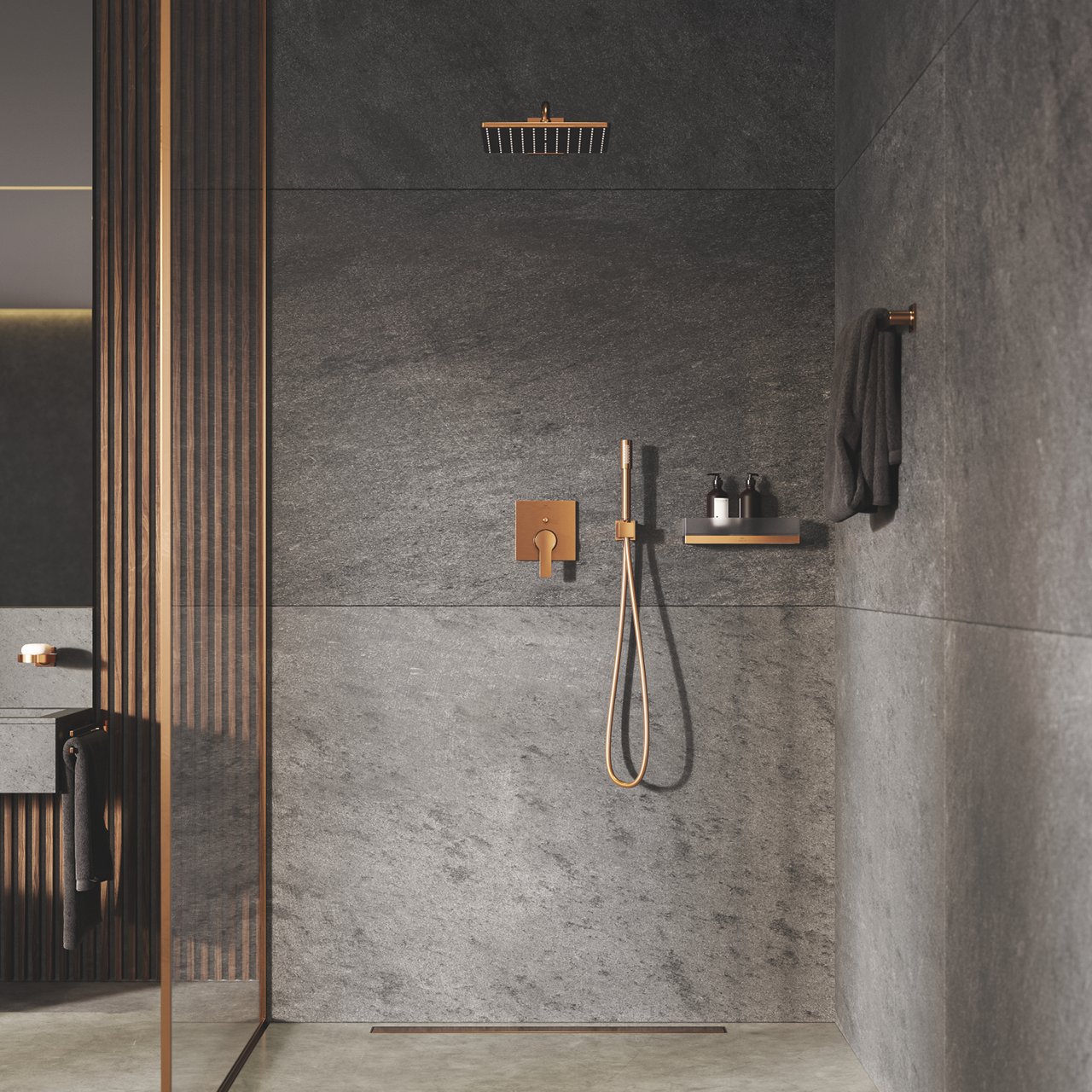 GROHE EUPHORIA CUBE HÅNDDUSJUTTAK M/HOLDER BØRSTET WARM SUNSET