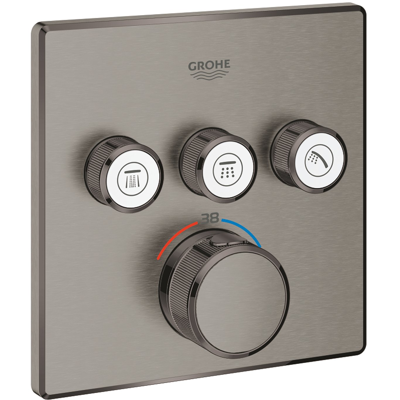 GROHE GROHTHERM SMARTCONTROL TERMOSTAT M/3 VENTILER BØRSTET HARD GRAPHITE GROHE GROHTHERM SMARTCONTROL TERMOSTAT M/3 VENTILER BØRSTET HARD GRAPHITE