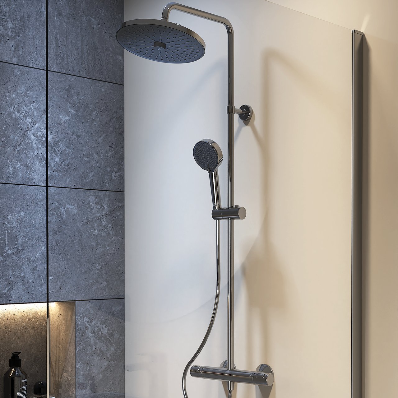 IDEAL STANDARD T25+ DUSJSETT M/DUSJTERMOSTAT KROM IDEAL STANDARD T25+ DUSJSETT M/DUSJTERMOSTAT KROM