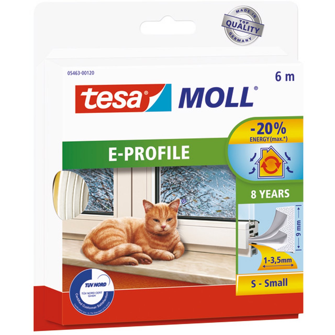 TESA TETNINGSLIST E-PROFIL 2-3,5MM 6M HVIT