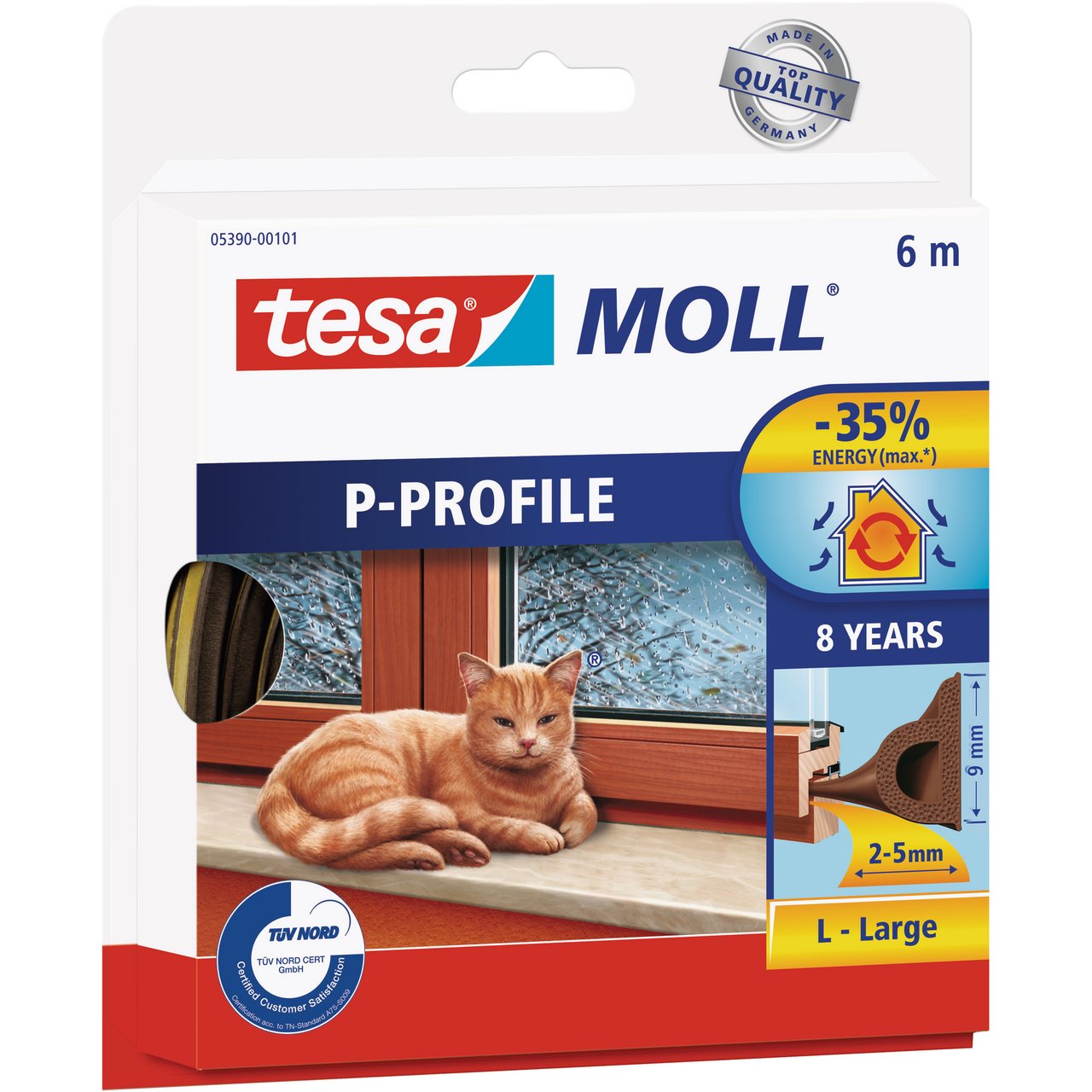 TESA TETNINGSLIST P-PROFIL 3-5MM 6M BRUN