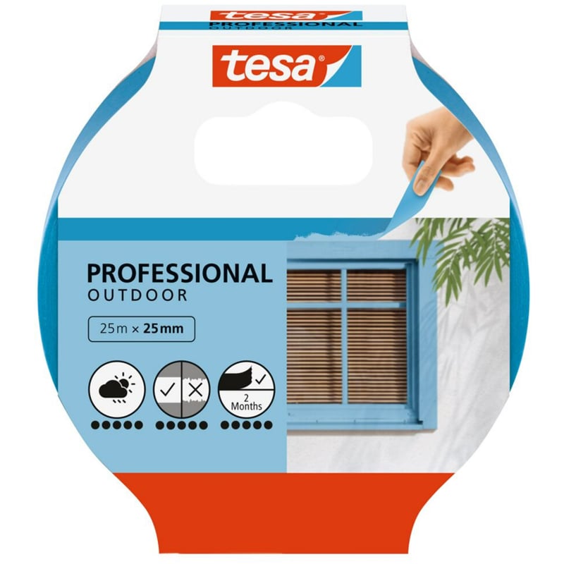 TESA MASKERINGSTAPE PROFESSIONAL OUTDOOR 25M X 25MM BLÅ TESA MASKERINGSTAPE PROFESSIONAL OUTDOOR 25M X 25MM BLÅ