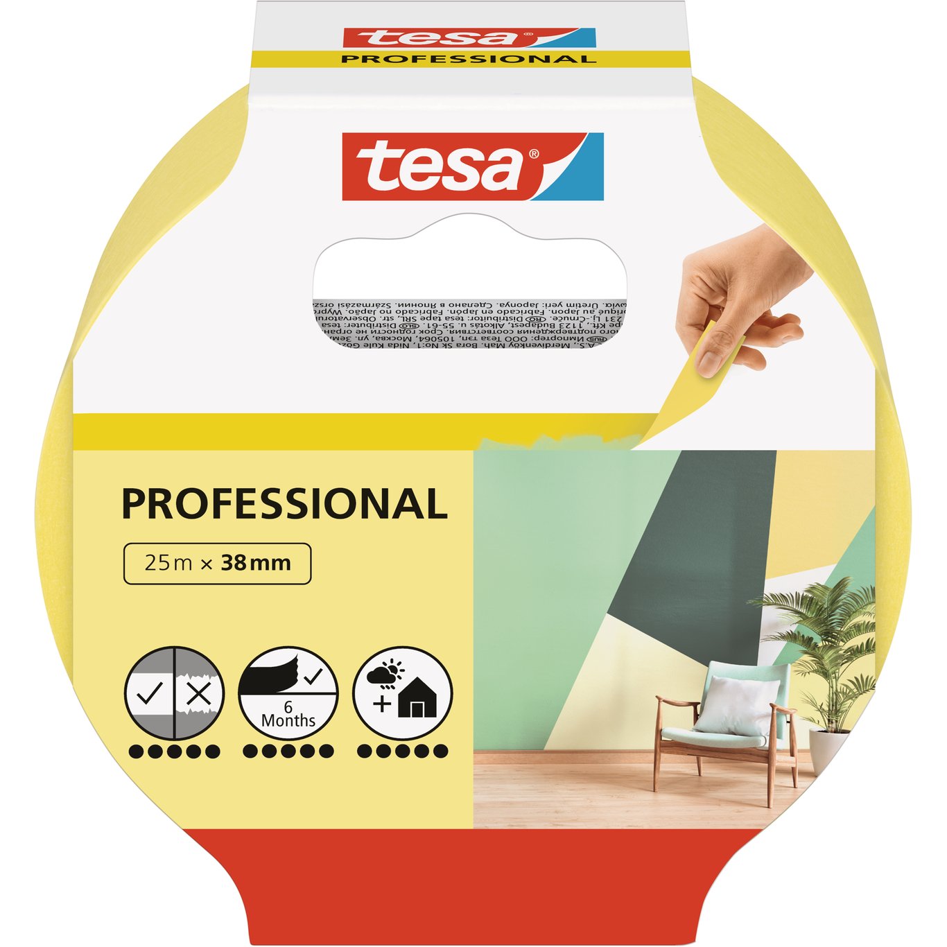 TESA MALERTAPE PROFESSIONAL 25M X 38MM GUL TESA MALERTAPE PROFESSIONAL 25M X 38MM GUL
