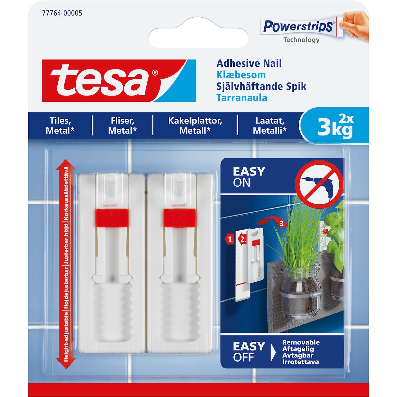 TESA JUSTERBAR LIMSPIKER FLIS OG METALL 2X3KG