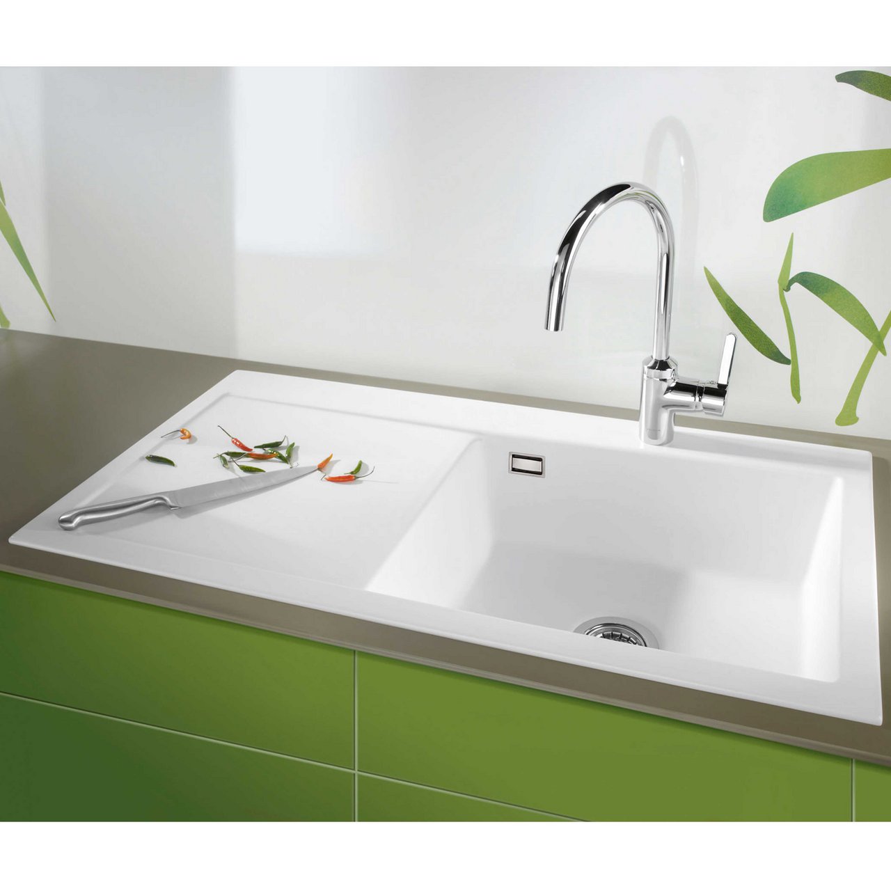 LAVABO MERA 100 SL KERAMIKK KJØKKENVASK HVIT M/KROM BUNNVENTIL LAVABO MERA 100 SL KERAMIKK KJØKKENVASK HVIT M/KROM BUNNVENTIL