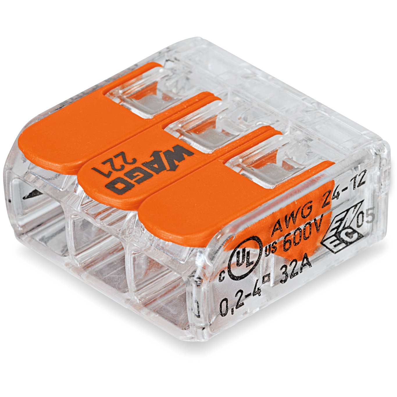 WAGO 221-413 3-LEDER KOBLINGSKLEMME 50STK/PK. WAGO 221-413 3-LEDER KOBLINGSKLEMME 50STK/PK.