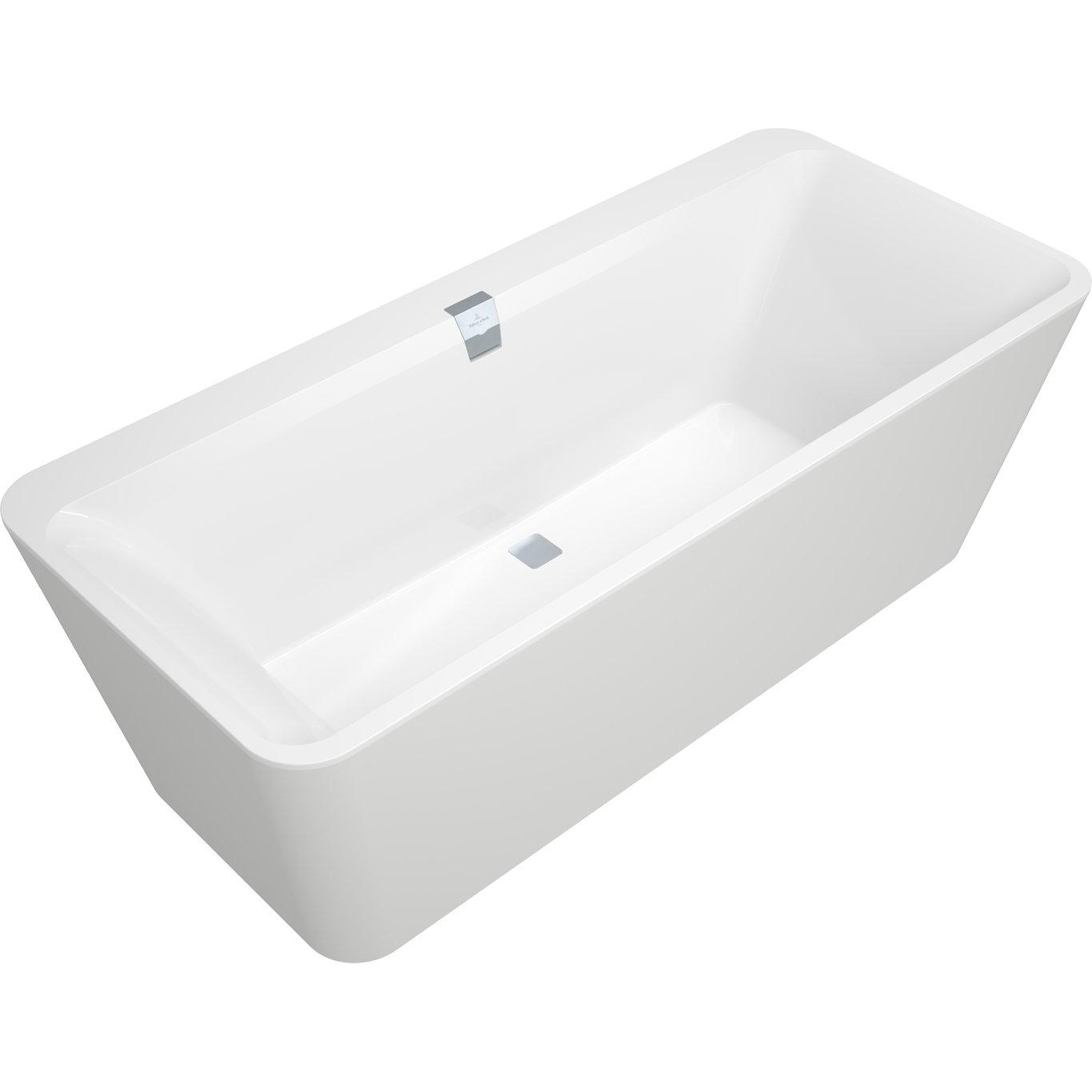 V&B SQUARO EDGE 12 BADEKAR 180X80 FRITTSTÅENDE HVIT MED HVITE PANEL, AVLØPSSETT I KROM V&B SQUARO EDGE 12 BADEKAR 180X80 FRITTSTÅENDE HVIT MED HVITE PANEL, AVLØPSSETT I KROM