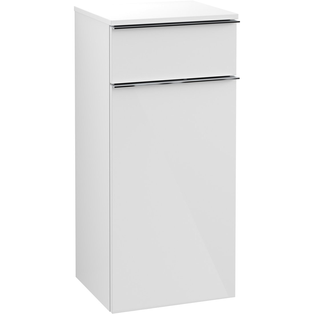 VILLEROY & BOCH VENTICELLO SIDESKAP VENSTRE HVIT HØYGLANS M/1 DØR & 1 SKUFF, 404 X 866 X 347 MM