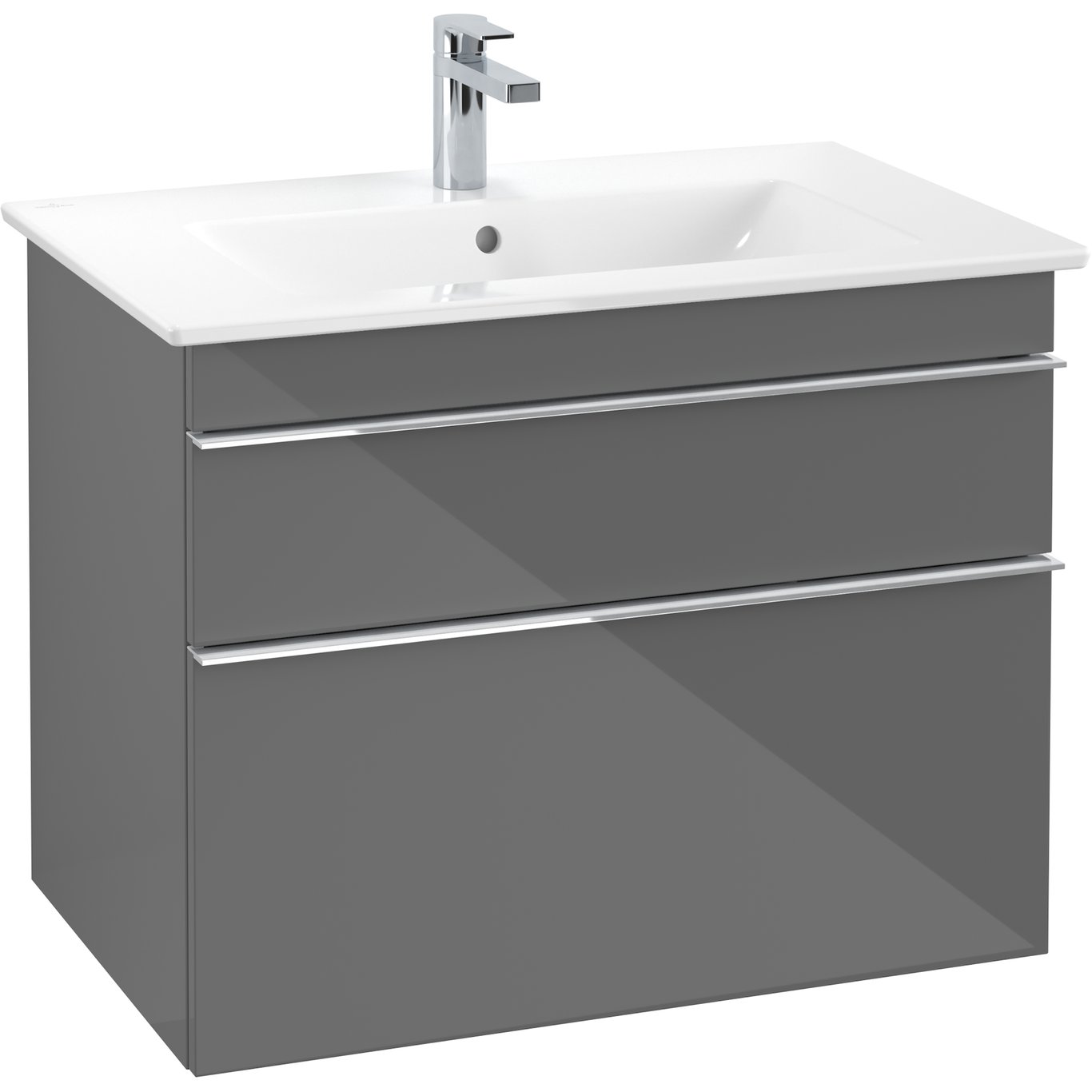 VILLEROY & BOCH VENTICELLO SERVANTSKAP GRÅ HØYGLANS M/2 SKUFFER, 753 X 590 X 477 MM