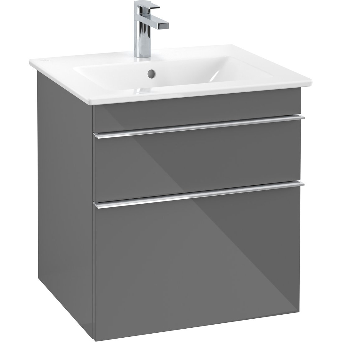 VILLEROY & BOCH VENTICELLO SERVANTSKAP GRÅ HØYGLANS M/2 SKUFFER, 553 X 590 X 477 MM VILLEROY & BOCH VENTICELLO SERVANTSKAP GRÅ HØYGLANS M/2 SKUFFER, 553 X 590 X 477 MM