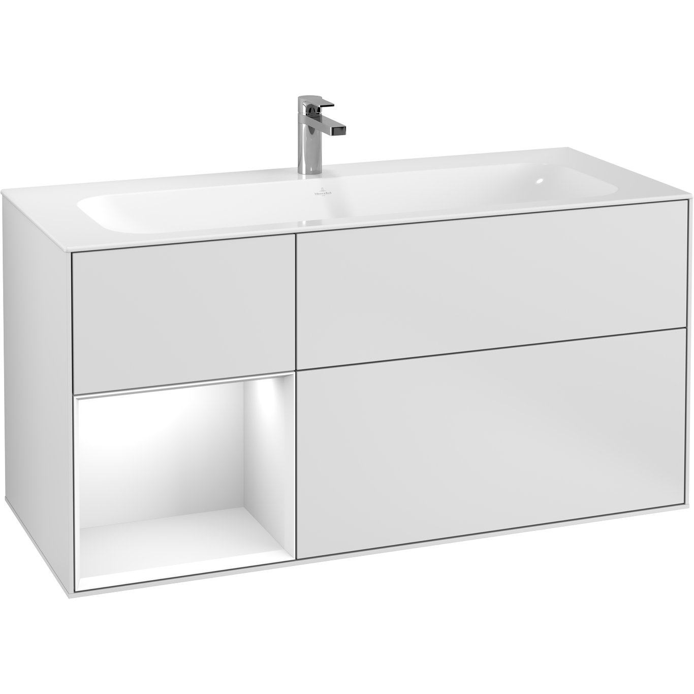 V&B FINION SERVANTSKAP 120 HVIT MATT LAKK M/LYS VENSTRESTILT HVIT HYLLE V&B FINION SERVANTSKAP 120 HVIT MATT LAKK M/LYS VENSTRESTILT HVIT HYLLE