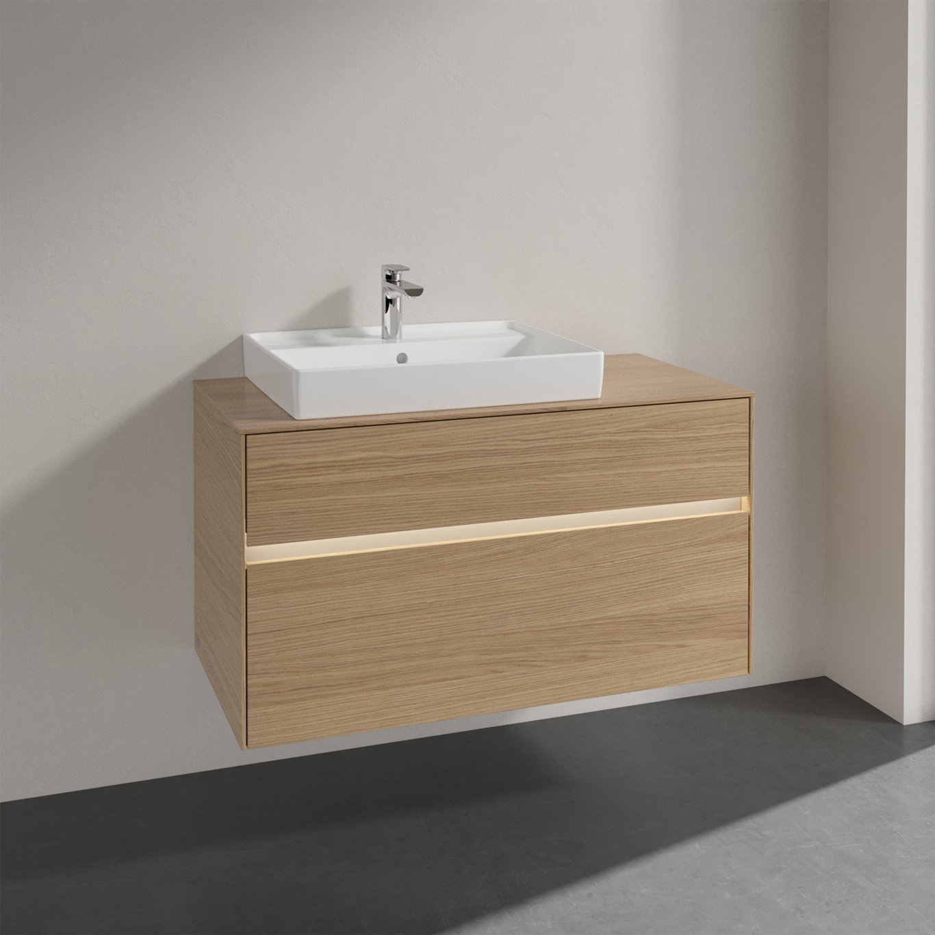 VILLEROY & BOCH COLLARO SERVANTSKAP 100 M/LYS FOR SERVANT VENSTRE 60 CM M/2 SKUFFER NORDISK EIK VILLEROY & BOCH COLLARO SERVANTSKAP 100 M/LYS FOR SERVANT VENSTRE 60 CM M/2 SKUFFER NORDISK EIK