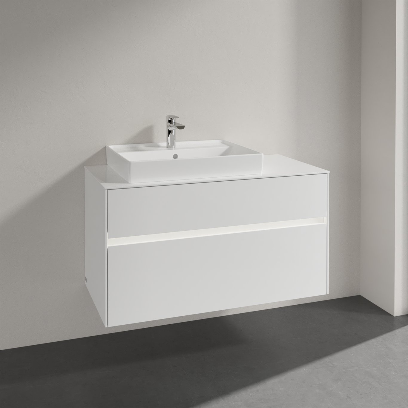 VILLEROY & BOCH COLLARO SERVANTSKAP 100 M/LYS FOR SERVANT VENSTRE 60 CM M/2 SKUFFER HVIT HØYGLANS VILLEROY & BOCH COLLARO SERVANTSKAP 100 M/LYS FOR SERVANT VENSTRE 60 CM M/2 SKUFFER HVIT HØYGLANS