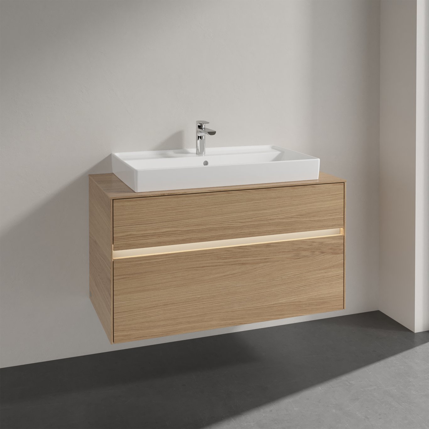 VILLEROY & BOCH COLLARO SERVANTSKAP 100 M/LYS FOR SERVANT MIDT 80 CM M/2 SKUFFER NORDISK EIK VILLEROY & BOCH COLLARO SERVANTSKAP 100 M/LYS FOR SERVANT MIDT 80 CM M/2 SKUFFER NORDISK EIK