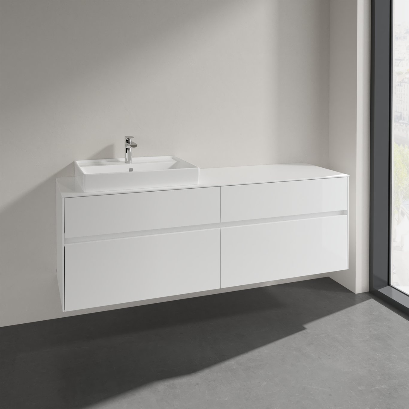 VILLEROY & BOCH COLLARO SERVANTSKAP 160 FOR SERVANT VENSTRE 60 CM M/4 SKUFFER HVIT HØYGLANS VILLEROY & BOCH COLLARO SERVANTSKAP 160 FOR SERVANT VENSTRE 60 CM M/4 SKUFFER HVIT HØYGLANS